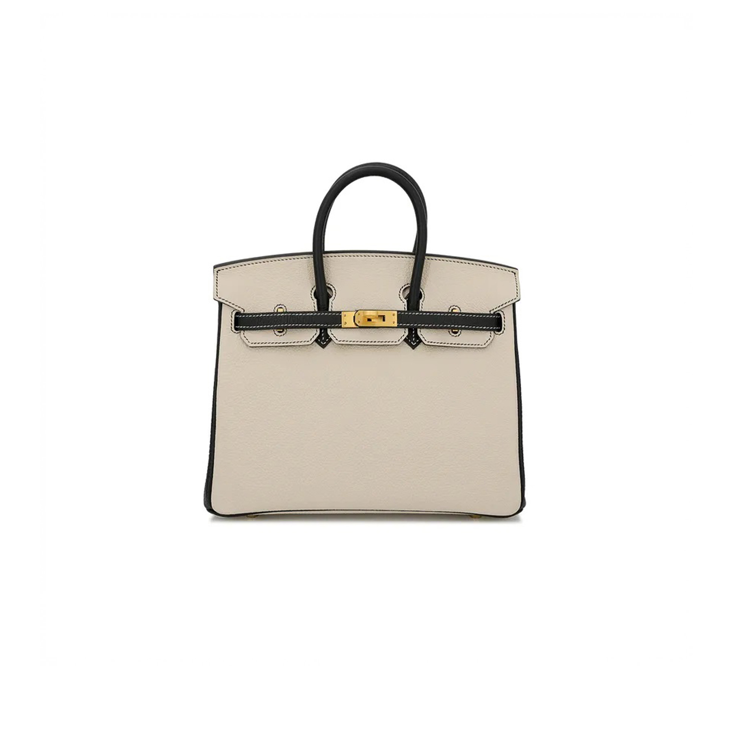 HERMES BIRKIN 25 EPSOM MILKSHAKE WHITE TINWARE GREY GOLD BUCKLE BAG H028368CK3S (25*20*13cm)